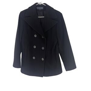 Herman Kay Vintage 90s‎ Women's Size Small Wool Black Button Pea Coat